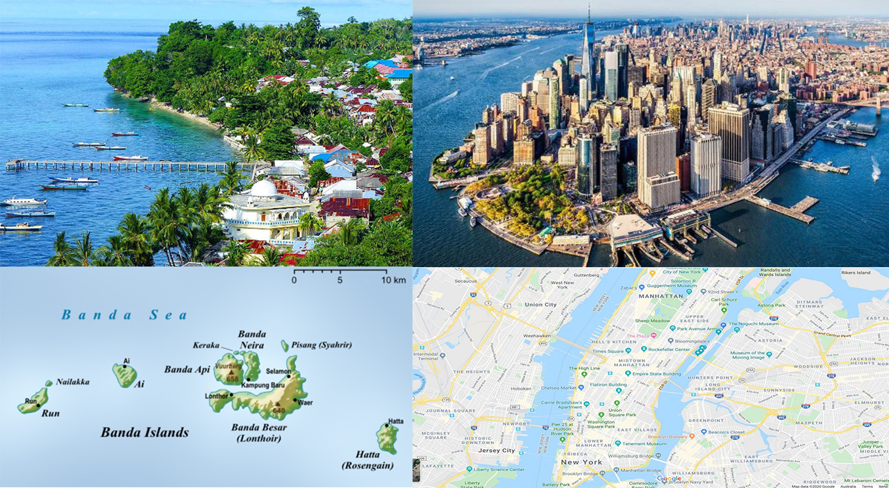 Perbandingan Pulau Run dan Manhattan (New York)